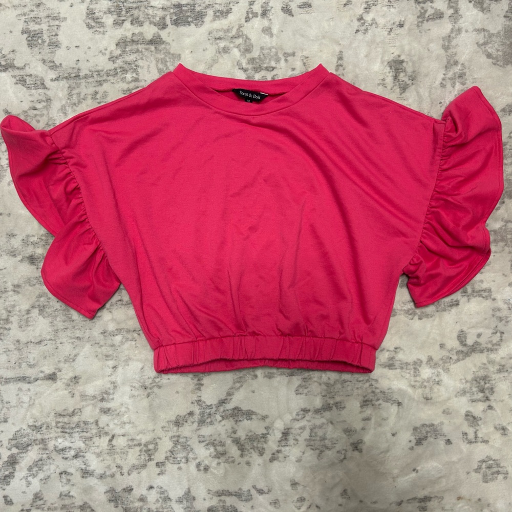 Pink ruffle crop top